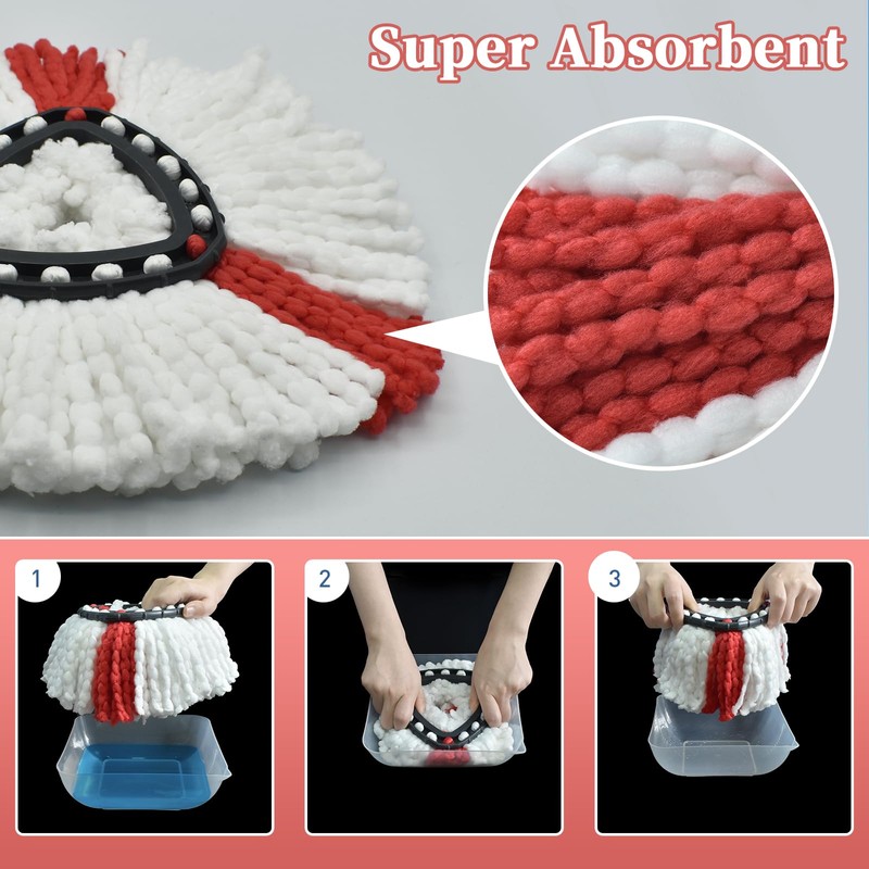 Mop Cloth, Replacement Mop Heads Microfibre Compatible with Vileda 2
