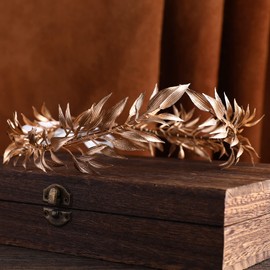 MOSTORY Handmade Greek God Crown for Men’s Wedding Gold Leaf Headband for Toga Costume Royal King’s Crown Tiara for Mardi Gras Pride Adult Carnival Cosplay Medieval Hair Accessory