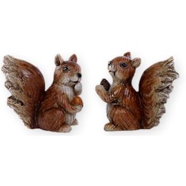 The Bridge Collection 3" Brown Squirrel with Pine Cone & Acorn Figurines - Set of 2 - Harvest Animal Statues for Fall & Thanksgiving Decor