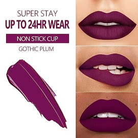 MAKI YIKA - Lápiz labial mate morado oscuro de larga duración que no se mancha