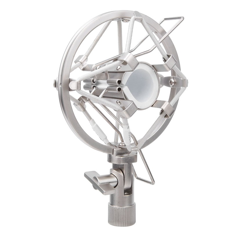 Microphone Mount Holder Silver Metal Shock Mount Stand for KTV