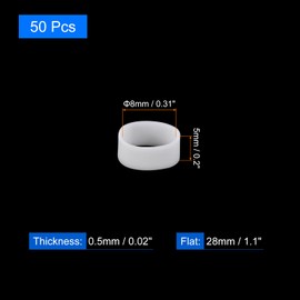 QUARKZMAN Pack of 50 Rubber Bands, 8 x 5 mm Rubber Bands, Rings, Cable Ties, Strong Elastic Bands, Non-Slip for Cable Wrapping, Bag Packaging, White