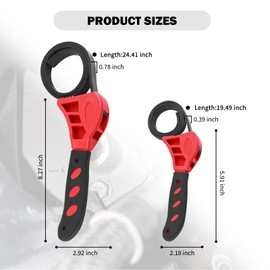 YGDMD Rubber Strap Wrench Plumbing,2-Pack Oil Filter Wrench Includes 8" Large & 6" Small,Adjustable Strap Wrenches Heavy Duty for Oil Filter,Drain,Pipes,Sewer Cap And Nut Removal