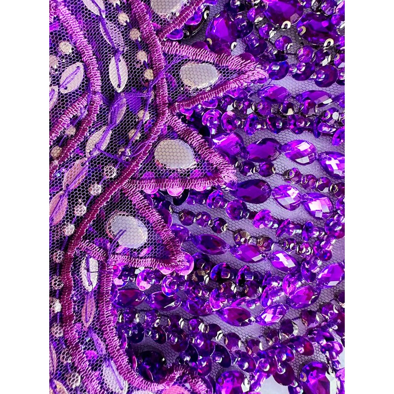 Handmade Crystal on lace Applique Sewing Rhinestones Beads Sequins Patches