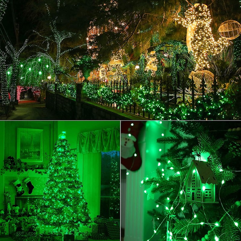 QITONG 2 Pack Green Solar Fairy Lights, Each 66ft 200