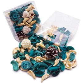 DomeStar Sea Shell Potpourri Bag, Ocean Breeze Scented Dried Flower Potpourri Bowl Filler, Turquoise Vase Filler, Home Fragrance Sachet Petal, Seashell Beach Coastal Bathroom Decor
