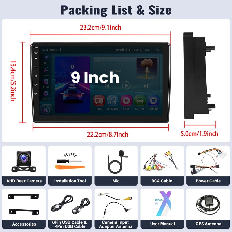 SIXWIN Android Car Stereo for Hyundai Elantra 2004-2012 with Wireless