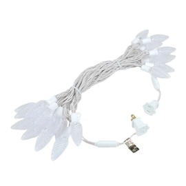 25 Foot C9 LED Outdoor Lighting Christmas Pre-Lamped String Light Set, Warm White, White Wire, 25 Bulbs