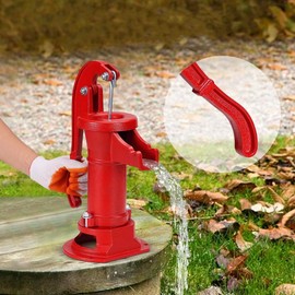 HaTur Hand Well Pitcher Pump, Cast Iron Hand Water Pump with Ergonomic Handle, 25ft Max Lift, Manual Water Transfer Pump for Outdoor Home Garden Yard Pond Farm