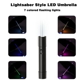 BESTKEE Lightsaber Umbrella LED Light up Golf Umbrellas with 7 Color Changing On The Shaft/Built in Torch at Bottom,Waterproof Windproof Travel Umbrella for Men & Women (Black)