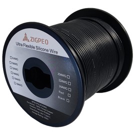 ZIGPEO 18 AWG Silicone Wire 200FT Black Spool, Extra Flexible 18 Gauge Stranded Copper Wire, High Temp 392℉ 600V - RC, Automotive, Battery | Tinned Copper Conductor