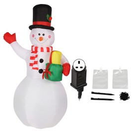 1.5m Height Inflatable Snowman Christmas Decorations Blow Up Snowman with Rotating Colored LEDs for Outdoor Yard UK Plug 100‑240V