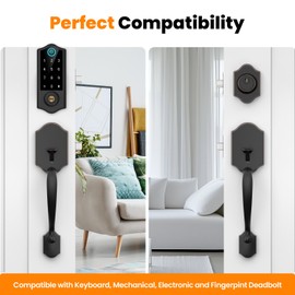 HOSOM Front Door Handle Set No Lock Exterior Door Handle with Reversible Lever, Entry Door Handleset for Right & Left-Handed Doors, Oil Rubbed Bronze