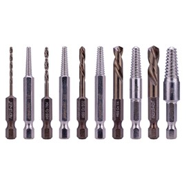 NordWolf 10-Piece Stubby Left Hand Reverse Drill Bit and Screw Extractor Set, M35 Cobalt Reverse Bits with 1/4" Hex Shank, SAE Sizes 5/64"-7/64"-5/32"-1/4"-19/64" in Storage Case