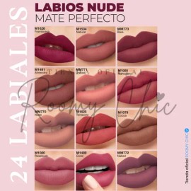 Labial Mate Indeleble Larga Duracion 24 Pz Mayoreo Color Marrón Claro