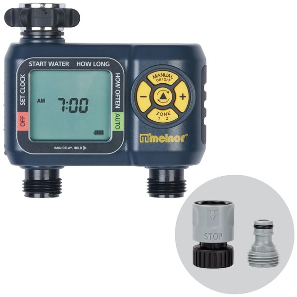 Melnor 65139AMZ AquaTimer Digital Hose Timer, 2-Zone Programmable Watering Timer,