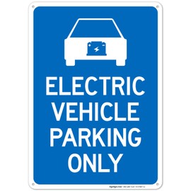 Sigo Signs, Electric Vehicle Parking Only with Graphic Sign,(SI-67887) 10x14 Inches, Rust Free .040 Aluminum, Fade Resistant, Made in USA