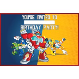 Set of 20 Robot Hero Dynamic Cyberve -Themed Happy Birthday Invitation Cards & Envelopes - Lightweight (240g), Postcard Style Invites for the Perfect Party Pack
