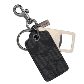 Coach Key FOB Signature CF131 WQBO4G QB/Charcoal Key Holder with Box and Paper Bag, charcoal