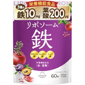 (High Absorption x Storage Type) Iron Supplement, Liposome Iron, Ferritine Iron, Pure Iron, Iron, 6 Types of Support Ingredients, Folic Acid, Vitamin B, Vitamin D, Bifidobacteria, Zinc, 1 Bag, Levante