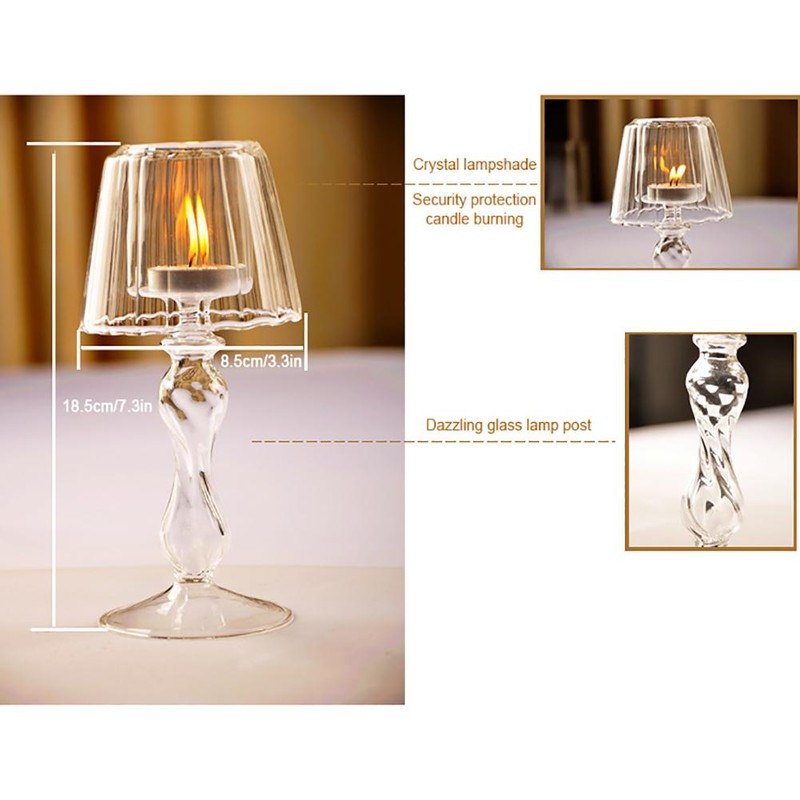 Crystal Glass Candle Holders Banquet Decorations Corrosion Resistance Durable Lamp