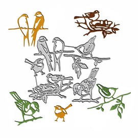 6pcs Birds Nest Animal Cutting Dies, Leaves Tree Branch Die Cuts Metal Embossing Stencils Template Mould for Card Scrapbooking and DIY Craft Album Paper Card Decor