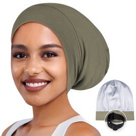 Zenssia Satin Bonnet for Sleeping, Stretchy Satin Sleep Bonnet for Women, Hair Care and Protection, Perfect for All Hair Textures, Light Green