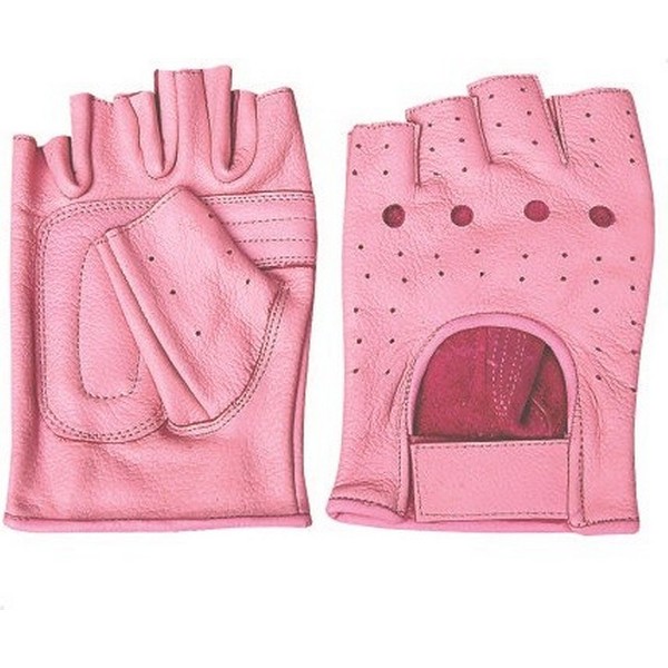 Women's AL3012 All leather Fingerless gloves Medium Pink