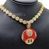 MAXBLING81 Mario Mushroom Gold Plated Pendant Charm Bling Iced Out