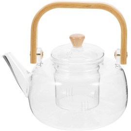 UPKOCH Glass Tea Kettle Glass Teapot with Removable Infuser Stovetop Tea Kettle Blooming and Loose Leaf Tea Maker with Wood Handle for Home Kitchen 1000ml Terrarium Tea Pots
