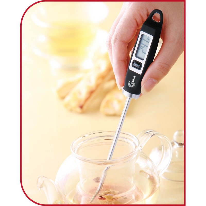 Sunartis 5-1015 Kuechen-Thermometer Soßen, Braten, Babykost, °C/°F-Anzeige, Silikon, Schwarz