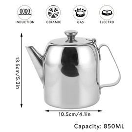 Stainless Steel Coffee Pot, 32oz/850ml Tea Pot Stovetop Coffee Pot Short Spout Water Jug for Home Hotel Restaurant, Teapot Hot Cold Water Pot for Coffee, Tea, Beverages, Fruit Herbal
