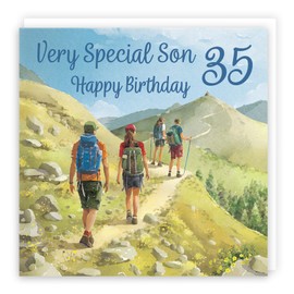 Hunts England - 35th Son Walking Birthday Card - Milo's Gallery - Age 35 Walkers Fun Birthday Card For Son - Birthday Card For 35 Year Old Hiking Fan - Age Thirty Five