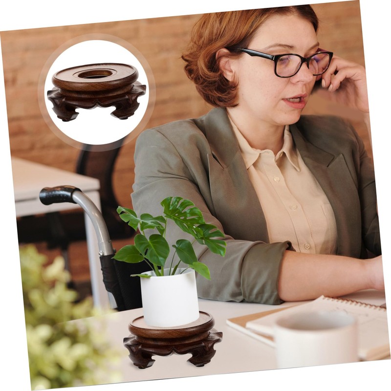 Mobestech Indoor Display Stand for Vases Decor Rustic Wood Base