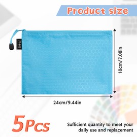 LUHIUMOYA A5 Piece Document Bag, Waterproof Document Bag with Zip, Bag for Paper, Documents, File, Cosmetics, Homework (Sky Blue)