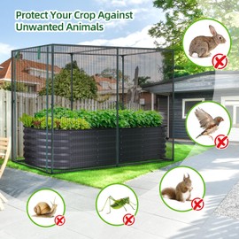Crop Cages for Garden Plant:6.6x3.9x5.3 Ft Plant Protection Tent with Zippered Door, Raised Bed Cover, Garden Bed Cover with Frame, Wind-Resistant Plant Cages for Outdoor Plants