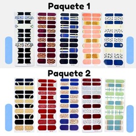 101 Pegatinas Decorativas para Uñas Nail Art Decoración 5 Plantillas Pegatinas Uñas Diseños Nude Manicura Glitter Pedrería (Paquete 1)