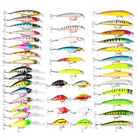 CHAWHO Wobbler Artificial Bait Set 43 Pieces - Fishing Lure Set Lifelike Artificial Fishing Bait for Predatory Fish Fishing for Pike Zander Carp Perch Trout Cod Fishing Accessories