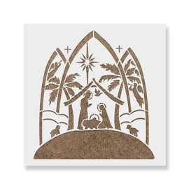 Stained Glass Nativity Stencil - Reusable Stencils for Painting - Create DIY Stained Glass Nativity Home Decor