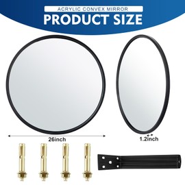 Maitys 2 Pcs Convex Mirror Acrylic Safety Security Traffic Garage Corner Mirror Adjustable Wide Angle View Mirror with Fixing Bracket for Indoor Outdoor School Classroom Warehouse(26 Inch)
