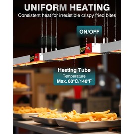 WantJoin Food Heat Lamp - 36 Inch 500W Commercial Heating Lamp for Food Hanging Warming Lamps 500W Stainless Steel Electric Strip Heater with Warm Lights for Service Cafeteria Restaurant Kitchen