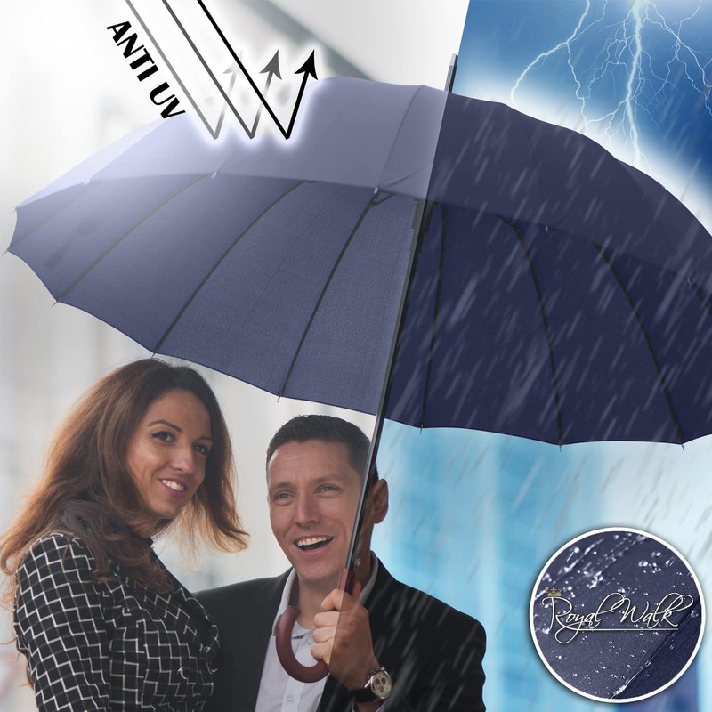 Royal Walk Large Umbrella for 2 Persons, Navy Blue, 54