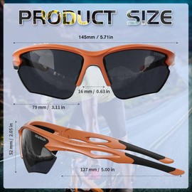 DEAFRAIN Polarized Sports Sunglasses for Men Women Baseball Tennis Cycling Running Fishing Orange Glasses TR90 Unbreakable Frame UV Protection