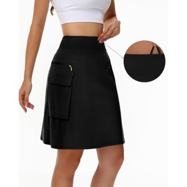 Kimmery Women's Quick Dry Cargo Skirt with 5 Pockets High Waisted Golf Skirts for Casual Hiking, Black, X-Large