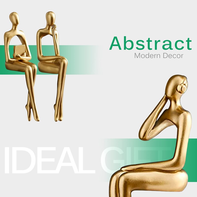 RIRPUAE 3pcs Gold Decor Thinker Statue, Resin Abstract Man Cutout