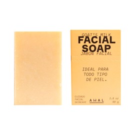 AHAL - Jabon Facial Natural en Barra - Limpieza Profunda, Luminosidad y Balance Natural Facial - 80 gr (Leche de Cabra)