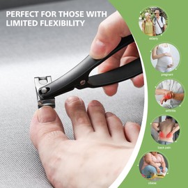 BALUCA 360° Rotating Jaw Toenail Clippers for Thick Nails for Seniors - Comfortable Grip Handle Fingernail Clippers, Upgraded Design Nail Cutters Trimmer for Men and Women