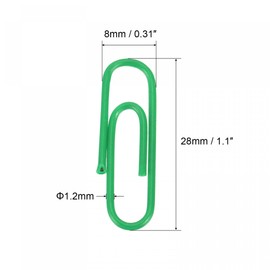sourcing map Paper Clips Small Size 1.1 Inch Vinyl Coated to Prevent Tearing Pages with Box for Organize Office Home Green Count 600