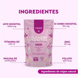 Vitat  Myo Inositol  D-Chiro Inositol mezcla ideal 401 con Folato  Vitamina D3  Zinc, Suplemento Alimenticio en polvo para Mujeres (225 g cu), 45 das 
