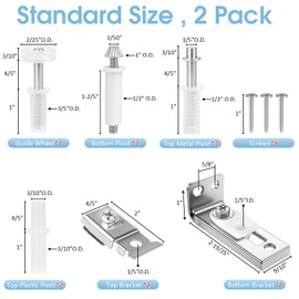 Bifold Door Hardware, 2 Pack Closet Door Hardware Repair Kits, Bi-Fold Door Hardware Kits for Accordion Door, Include Bifold Door Bottom Pivot, Bracket, Guides Wheel